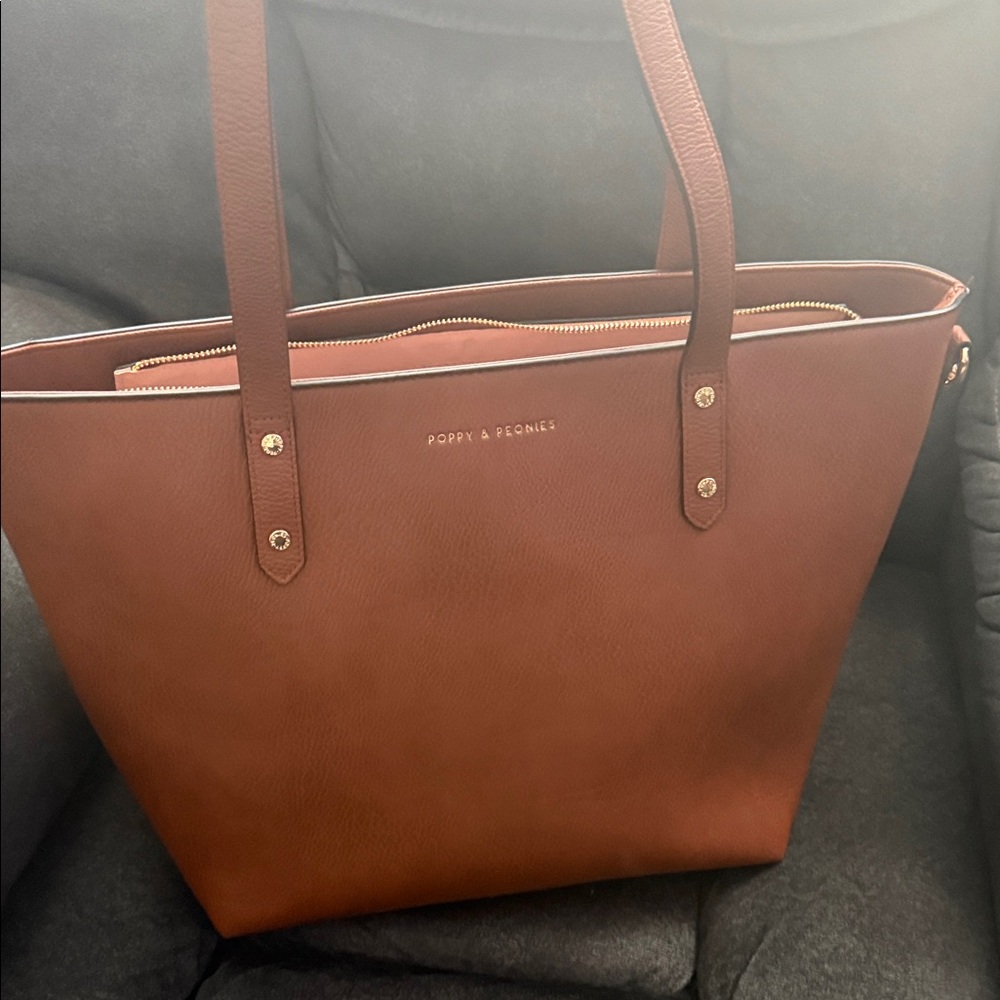 Poppy & Peonies Tan Tote Bag